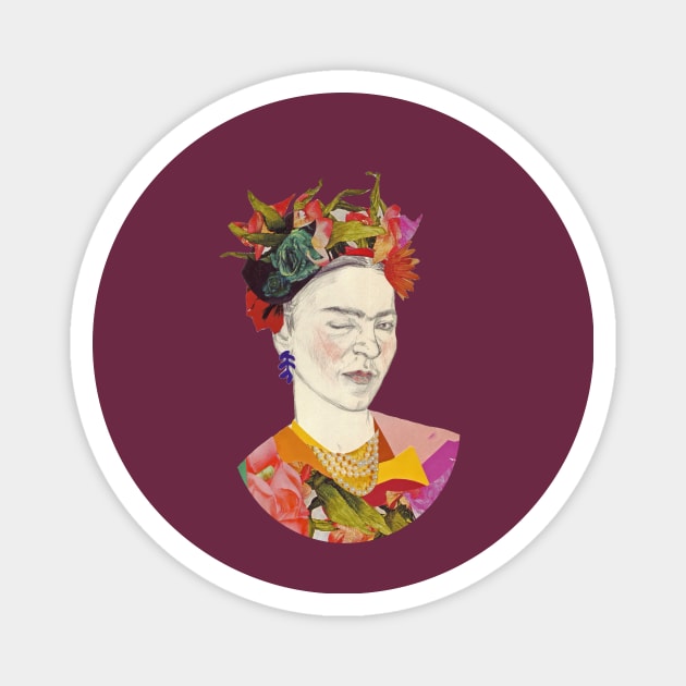 Winking Frida Kahlo collage Magnet by VenyGret